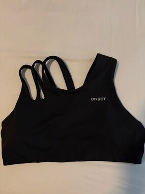 ONSET Women's Black Multi-Strap Support Sports Bra